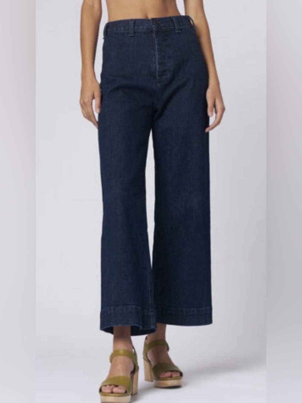 The Great, Seafair Crop Wide Leg Jeans Dark Wash, Size 31 High Rise Sailor Style